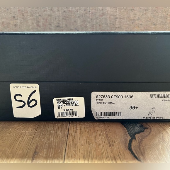 Saint Laurent Tribute Sandal in Metallic Black Gunmetal - Picture 8 of 8